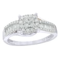 thumbnail image 1 of AFFY Round & Baguette Shape White Natural Diamond Frame Ring in 10K White Gold (0.5 cttw), 1 of 1