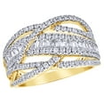 thumbnail image 1 of AFFY Round & Baguette Shape White Natural Diamond Loose Braid Ring in 10K Yellow Gold (1 cttw), 1 of 1