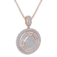 thumbnail image 1 of AFFY Round & Baguette Shape White Natural Diamond Medallion Pendant Necklace 14k Solid Rose Gold (3.58 Cttw), 1 of 1
