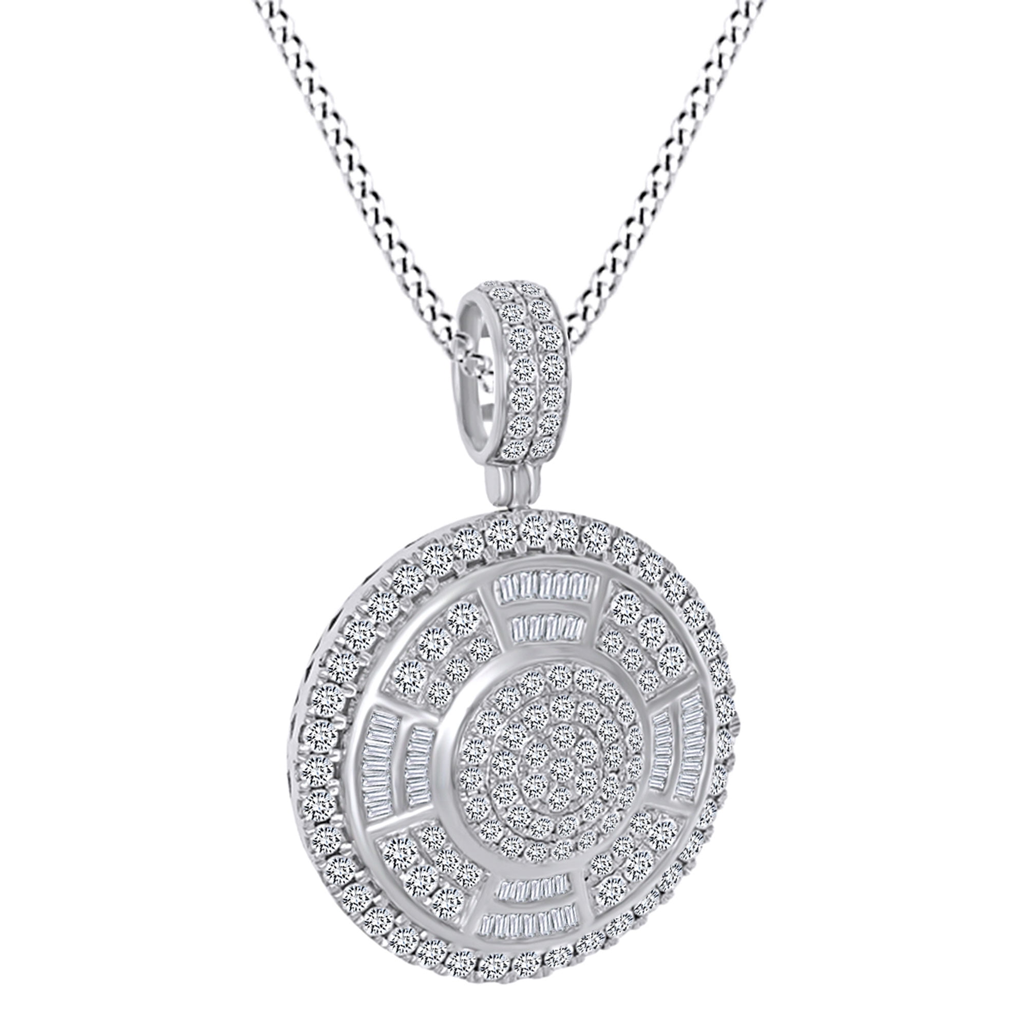 White gold medallion pendant discount