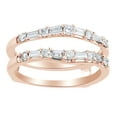 thumbnail image 1 of AFFY Round & Baguette Shape White Natural Diamond Ring Guard Enhancer In 14K Rose Gold (0.5 Cttw), 1 of 1