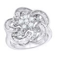 thumbnail image 1 of AFFY Round & Baguette Shape White Natural Diamond Swirl Flower Ring in 10K White Gold (1 cttw), 1 of 1