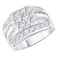 thumbnail image 1 of AFFY Round & Baguette Shape White Natural Diamond Three Row Fashion Invisible Ring In 10k White Gold (2 cttw) Ring Size-6, 1 of 2