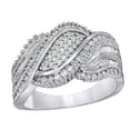 thumbnail image 1 of AFFY Round & Baguette Shape White Natural Diamond Wave Ring in 10K Solid Gold (1 cttw), 1 of 1