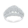 thumbnail image 1 of AFFY Round & Baguette Shape White Natural Diamond Womens Cocktail Ring In 10k Solid White Gold (1 cttw), 1 of 1