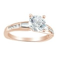 thumbnail image 1 of AFFY Round & Baguette White Diamond Solitaire Engagement Ring 14K Solid Rose Gold (0.2 Cttw), 1 of 1