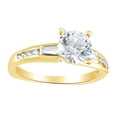 thumbnail image 1 of AFFY Round & Baguette White Diamond Solitaire Engagement Ring 14K Solid Yellow Gold (0.2 Cttw), 1 of 1