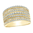 thumbnail image 1 of AFFY Round & Baguette White Natural Diamond Multi Row Engagement Ring in 10k Yellow Gold (1 cttw), 1 of 1