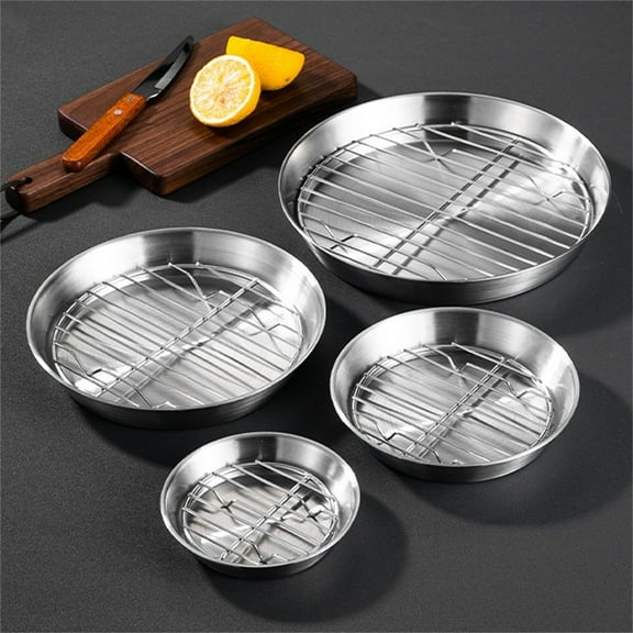 Round Baking Pan Roast Turkey Tray With Cooling Rack For Kitchen Bbq Cake 16Cm YIWEI