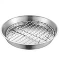 thumbnail image 1 of Round Baking Pan Roast Turkey Tray With Cooling Rack For Kitchen Bbq Cake 20Cm YIWEI, 1 of 9