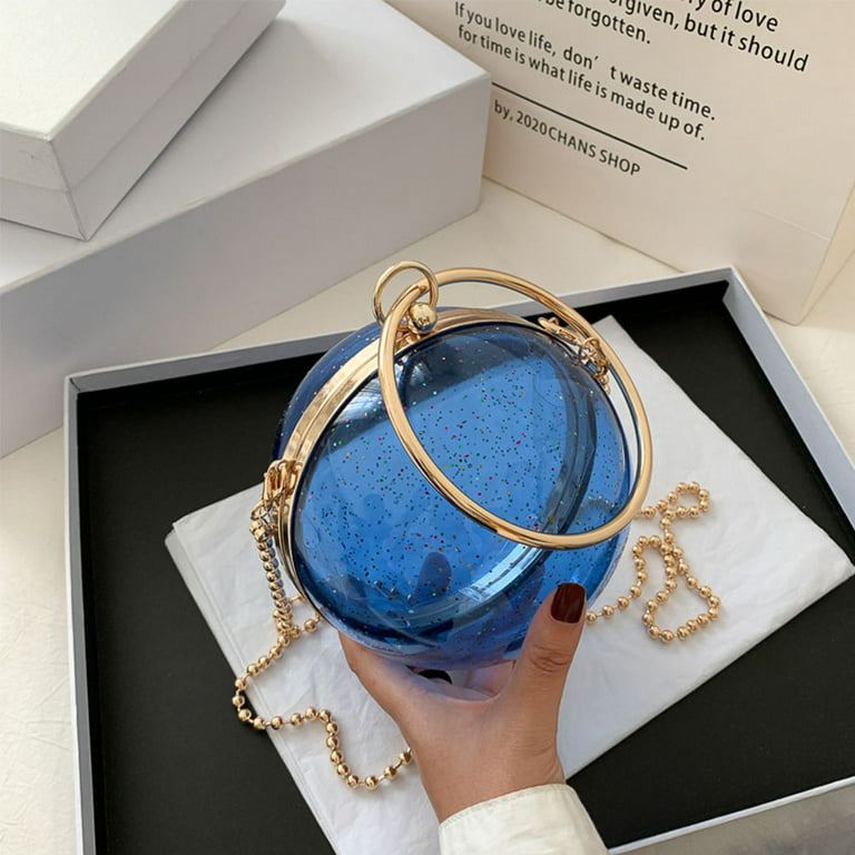 ✪ Round Ball Clear Purse Acrylic Box Evening Clutch Bag Transparent Handbags