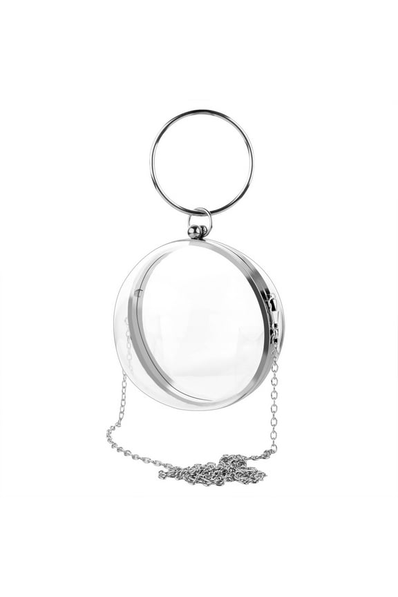 Round Ball Clear Purse, Small Acrylic Box Evening Clutch Bag, Women Transparent Stadium Approved Crossbody Shoulder Handbag Fits Party, School Prom & Concerts