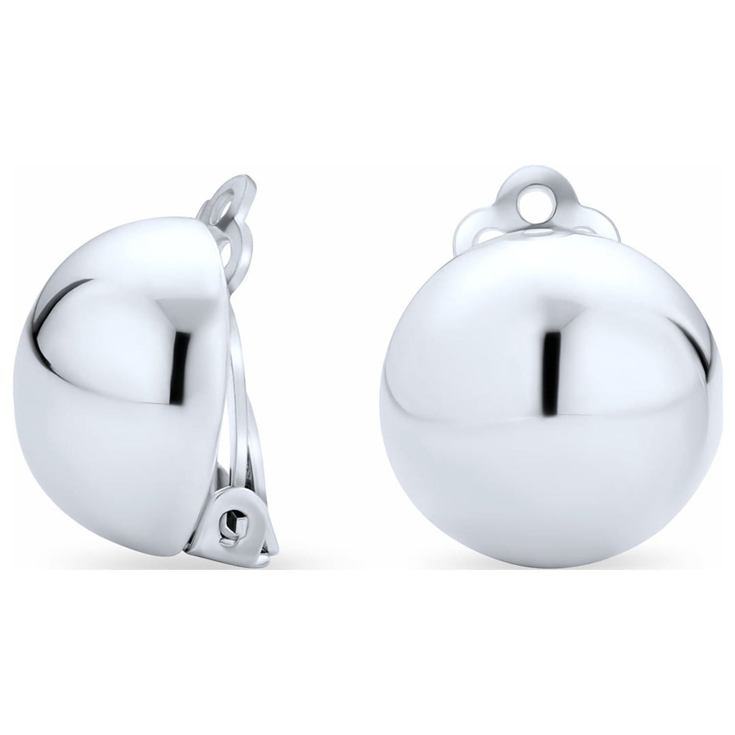 Round Ball Clip On Earrings Button Style Alloy Clip Sterling Silver -  Walmart.com