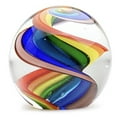 thumbnail image 1 of Round Ball Glass Unusual Paperweight Art Glass 4" Large Marble Rainbow Paperweight, 1 of 4