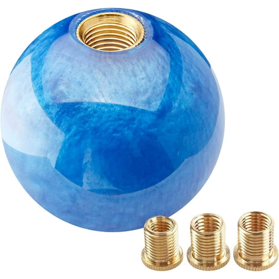Round Ball Shift Knob Universal Marble Style Gear Shift Knob 5 6 Speed for Manual Automatic Vehicles with Adapters (Dark Blue)