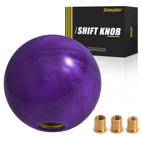Round Ball Shift Knob Universal Marble Style Gear Shift Knob 5 6 Speed for Manual Automatic Vehicles with Adapters (Purple)