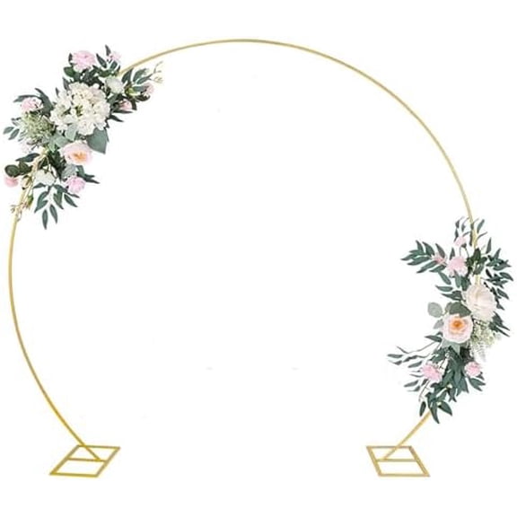Round Balloon Arch Kit - 7.2ft (2.2m) Metal Circle Backdrop Stand Balloon Arch Frame, Golden Iron Round Backdrop Arch for Weddings, Birthday, Baby Showers, Photo Background Decoration$$Garden & Patio