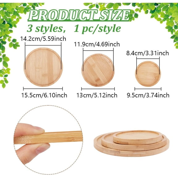Round Bamboo Coasters Drinking Cup Coaster Mosaic Bamboo Coasters Blank Tray Round Cup Mat Tray Fillable Mosaic Tray Decorative Tray for Plate Ornaments Cup Trivet(Set of 3)