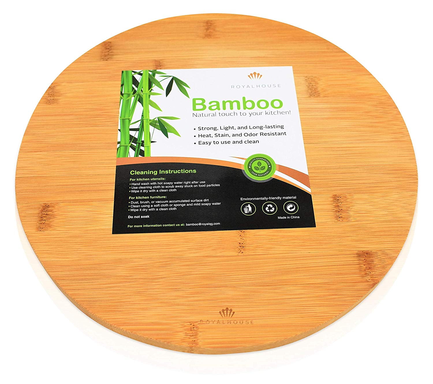 RoyalHouse 12" Round Natural Bamboo Cutting Board
