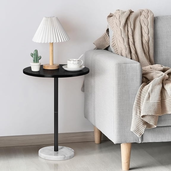 Round Bar Nightstand Coffee Table Office Bedroom White Marble Base Large