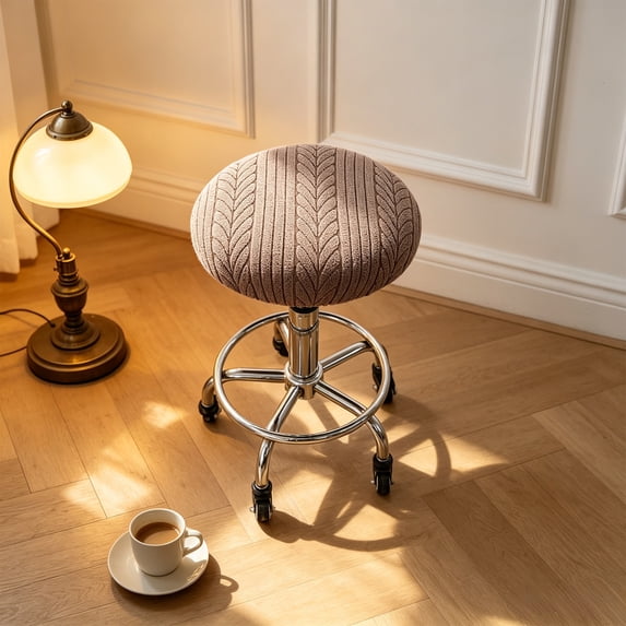 Round Bar Stool Cover, Elastic Band Secure Cloth Seat Protector for Kitchen Furniture