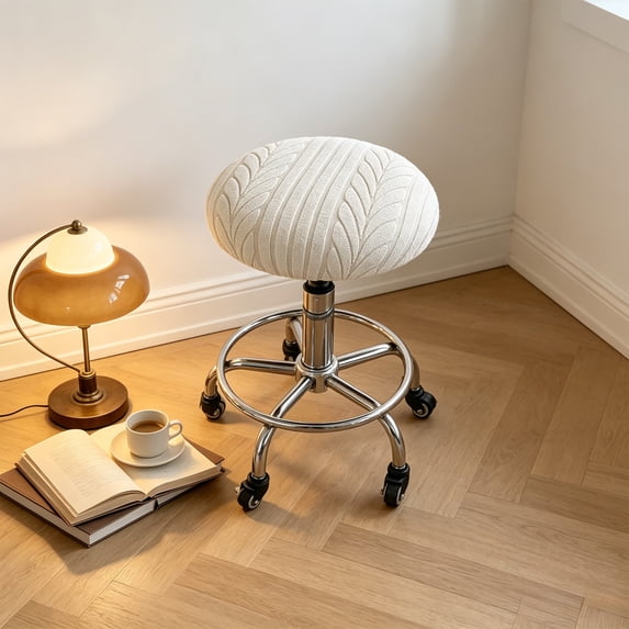 Round Bar Stool Cover, Elastic Band Secure Cloth Seat Protector for Kitchen Furniture