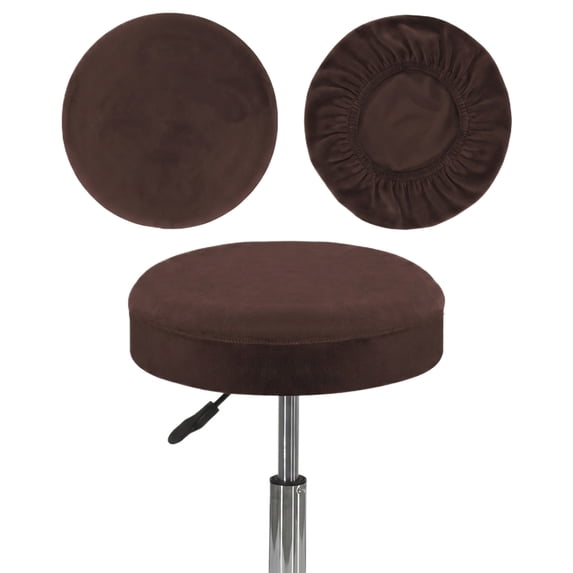 Round Bar Stool Cover Elastic Stretch Slipcover Fits 12-14 Inch Seat for Kitchen Counter Height Stool Protector Washable Home(Brown)
