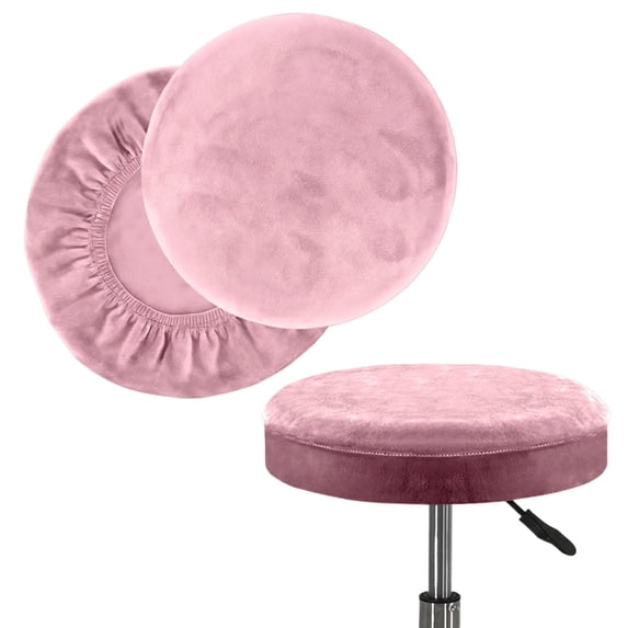 Round Bar Stool Cover Elastic Stretch Slipcover Fits 12-14 Inch Seat for Kitchen Counter Height Stool Protector Washable Home(Pink)