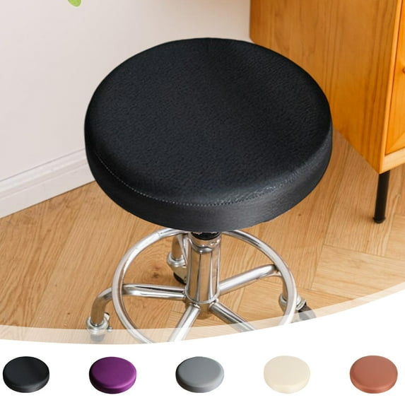 Round Bar Stool Cover Waterproof Faux Leather | Elastic Band Sturdy Seat Protector | Chair Cushion Replacement | Multiple Colors | 35x35cm | 1 Piece | Wipe Clean