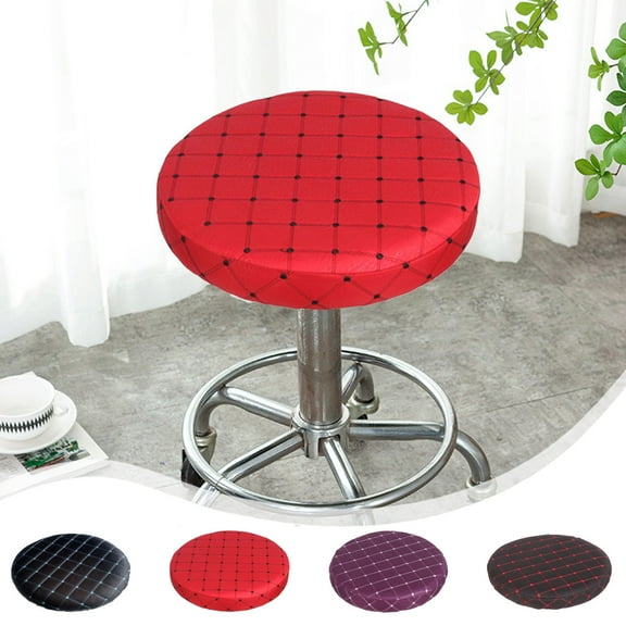 Round Bar Stool Cover with Elastic Band, Durable Imitation Silk Slip-Resistant Seat for Kitchen or Bar Stool, 13.8-Inch