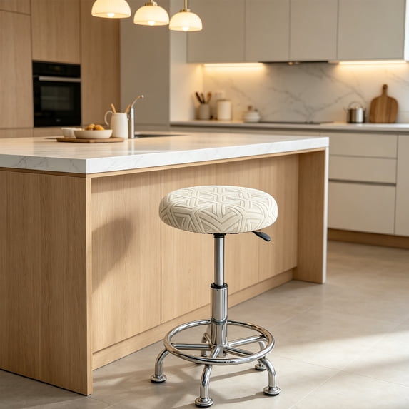 Round Bar Stool Cover with Elastic Bands, Imitation Silk Fabric Protective Seat Cover for Kitchen Counter, Stretchy Fit