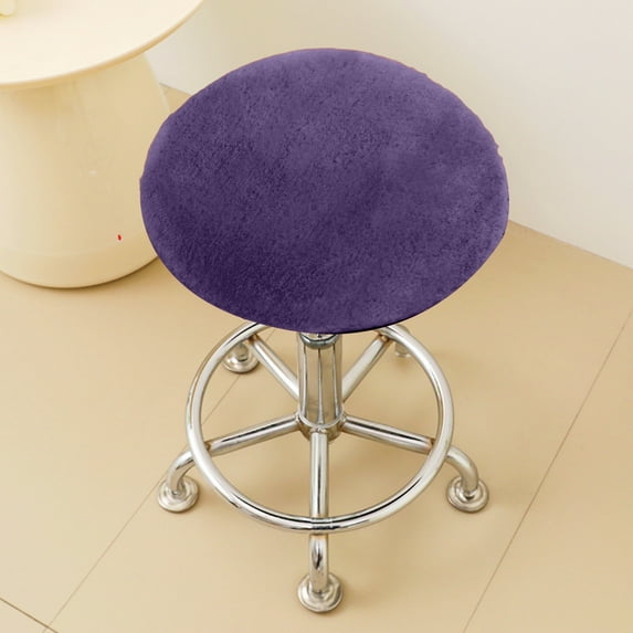 Round Bar Stool Cushion Cover, Elastic Edge, Purple Polyester Fabric, 33cm Diameter, Home Kitchen Use,Vsgery