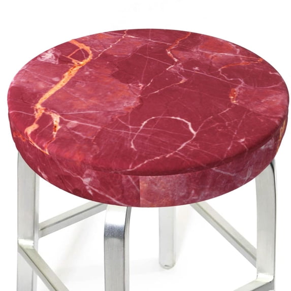 Round Bar Stool Seat Covers, Abstract White Red Gold Marble Texture Elastic Round Chair Cover Stool Seat Slipcover Bar Stool Cushions Round Pad for 12-14 inch