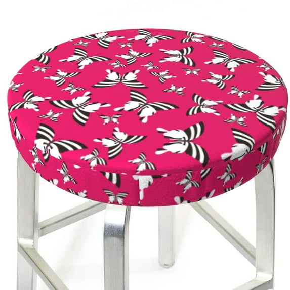 Round Bar Stool Seat Covers, Butterfly Elastic Round Chair Cover Stool Seat Slipcover Bar Stool Cushions Round Pad for 12-14 inch