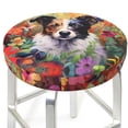 thumbnail image 1 of Round Bar Stool Seat Covers, Colorful Flower Dog Elastic Round Chair Cover Stool Seat Slipcover Bar Stool Cushions Round Pad for 12-14 inch, 1 of 7
