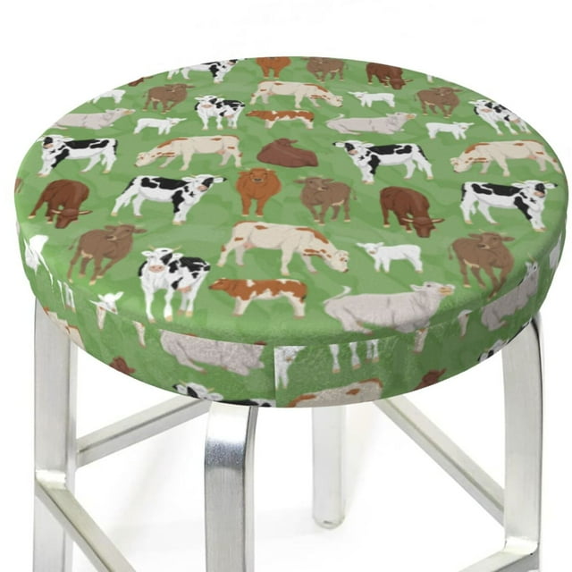 Round Bar Stool Seat Covers, Cows And Calves Elastic Round Chair Cover