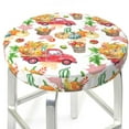 thumbnail image 1 of Round Bar Stool Seat Covers, Fall harvest truck pumpkin Elastic Round Chair Cover Stool Seat Slipcover Bar Stool Cushions Round Pad for 12-14 inch, 1 of 7