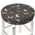 thumbnail image 1 of Round Bar Stool Seat Covers, French Bulldogs Elastic Round Chair Cover Stool Seat Slipcover Bar Stool Cushions Round Pad for 12-14 inch, 1 of 7