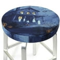Round Bar Stool Seat Covers, Halloween Cartoon Ghost Castle Elastic