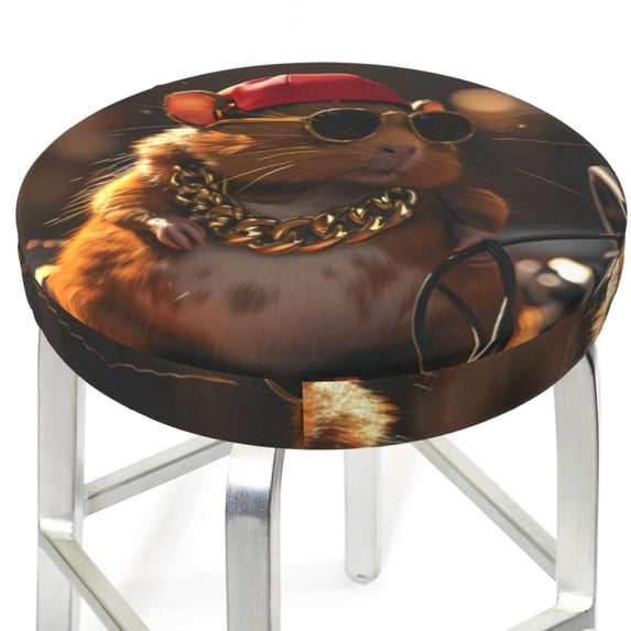 Round Bar Stool Seat Covers, Hip-Hop Guinea Pig. Elastic Round Chair Cover Stool Seat Slipcover Bar Stool Cushions Round Pad for 12-14 inch