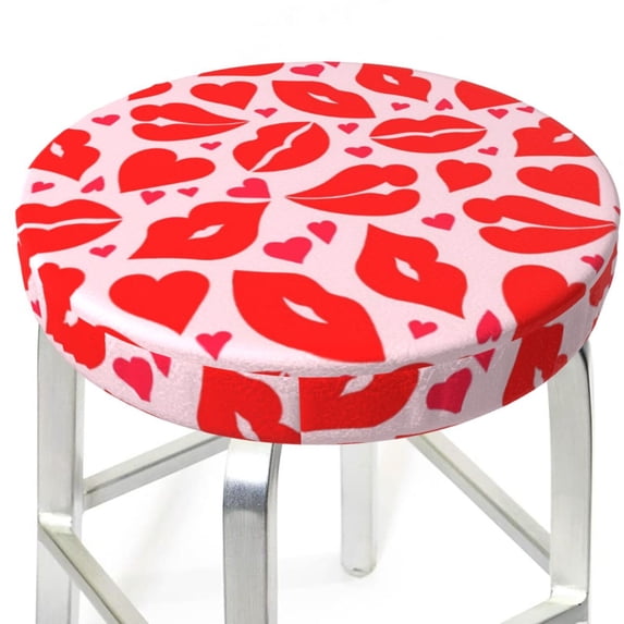 Round Bar Stool Seat Covers, Lips Kiss Elastic Round Chair Cover Stool Seat Slipcover Bar Stool Cushions Round Pad for 12-14 inch