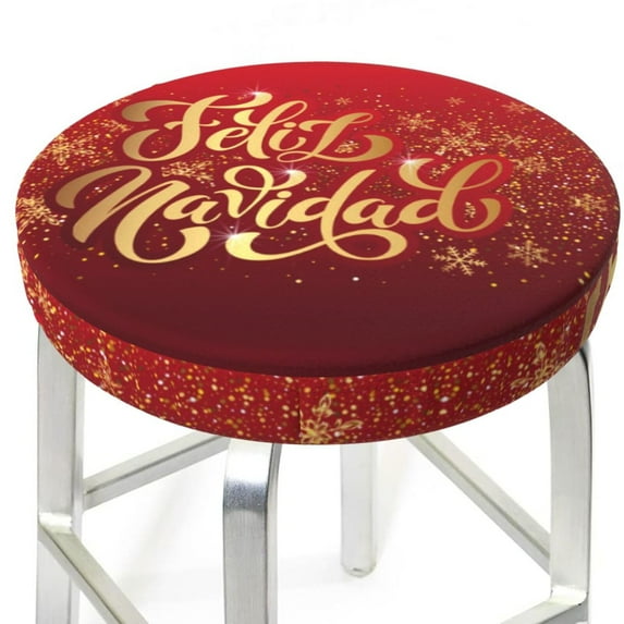 Round Bar Stool Seat Covers, Merry Christmas Elastic Round Chair Cover Stool Seat Slipcover Bar Stool Cushions Round Pad for 12-14 inch