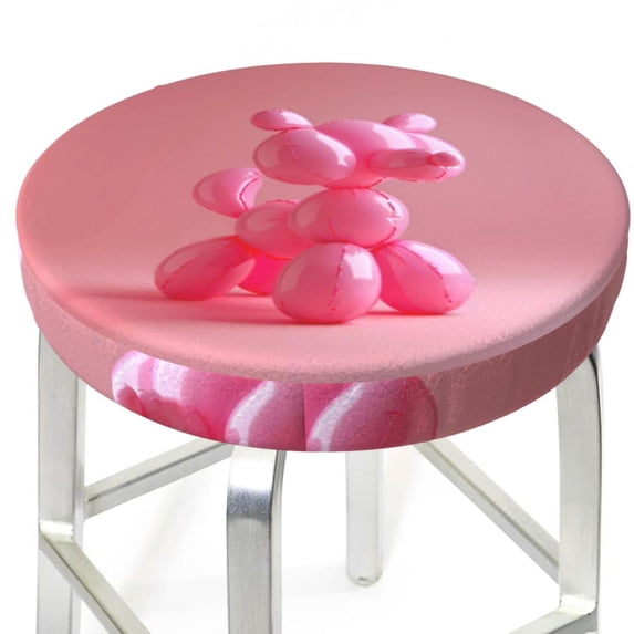 Round Bar Stool Seat Covers, Pink Balloon Puppy Art Elastic Round Chair Cover Stool Seat Slipcover Bar Stool Cushions Round Pad for 12-14 inch