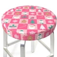 thumbnail image 1 of Round Bar Stool Seat Covers, Pink Christmas Cheer Elastic Round Chair Cover Stool Seat Slipcover Bar Stool Cushions Round Pad for 12-14 inch, 1 of 7