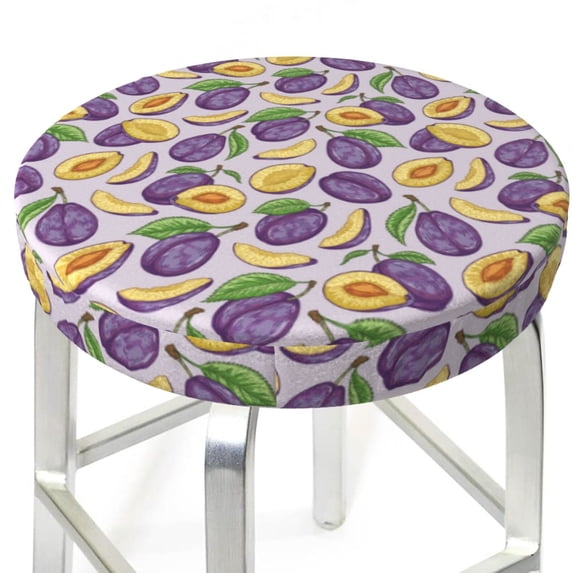 Round Bar Stool Seat Covers, Plum Elastic Round Chair Cover Stool Seat Slipcover Bar Stool Cushions Round Pad for 12-14 inch