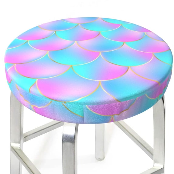 Round Bar Stool Seat Covers, Purple Dragon Scales Elastic Round Chair Cover Stool Seat Slipcover Bar Stool Cushions Round Pad for 12-14 inch
