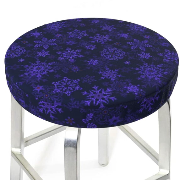 Round Bar Stool Seat Covers, purple flower Snowflake Elastic Round Chair Cover Stool Seat Slipcover Bar Stool Cushions Round Pad for 12-14 inch