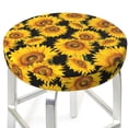 thumbnail image 1 of Round Bar Stool Seat Covers, sunflower floral leaf hand drawn Elastic Round Chair Cover Stool Seat Slipcover Bar Stool Cushions Round Pad for 12-14 inch, 1 of 7
