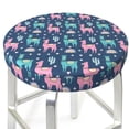 thumbnail image 1 of Round Bar Stool Seat Covers, Сute lamas cactus rainbow navyblue Elastic Round Chair Cover Stool Seat Slipcover Bar Stool Cushions Round Pad for 12-14 inch, 1 of 7