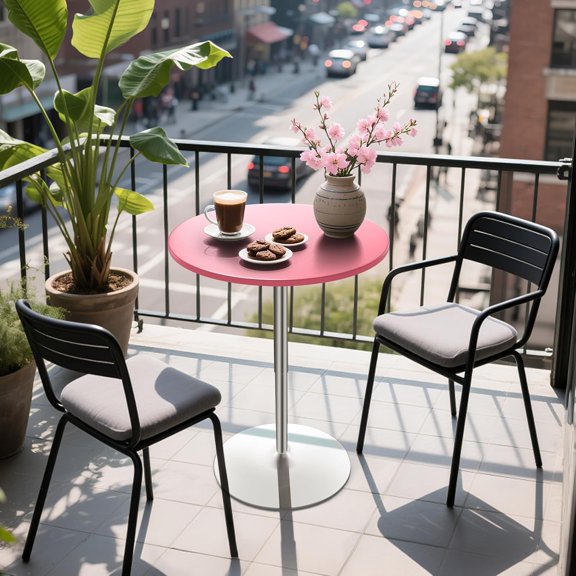 Round Bar Table 27.5"- 36" Height Adjustable Bistro Pub Table with Swivel Top Metal Base for Home Bar Party Event